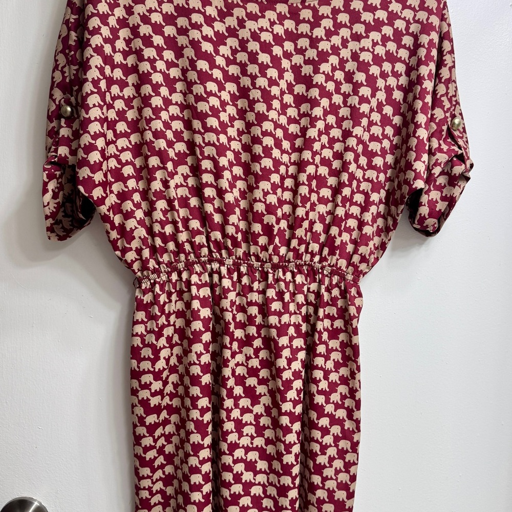 Everly Burgundy Elephant Print Mini Dress